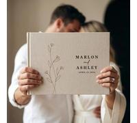 Custom Wedding Guest Book, Personalized Linen Hardcover Album,Custom Letters To The Bride Scrapbook, Hen Do Scrapbook (Design G)