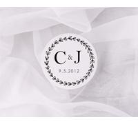 Custom Wedding Initials and Date Labels - Personalised Round Stickers for Wedding Day Favours Minimalist Design