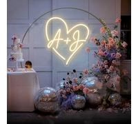 Custom Wedding Initials Neon Sign Custom Heart With Initials Neon Wedding Decor Bedroom Wall decor Neon Name Sign Personalized Gift