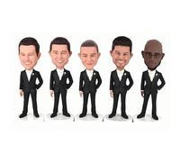 Custom Wedding Party Groomsmen Bobblehead Figurines, Bride the Groom Statue, Personalized Cake Toppers, Black Tuxedo, Standing Pose