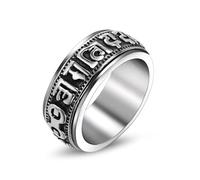Custom Wedding Ring, Unique Stainless Steel Rings Silver Size V 1/2 7.9mm Vintage Punk Mantra Personalized Gifts for Mother Anniversary Jewelry