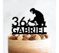 Custom Welder Birthday Cake Topper 50th Gift for Men Acrylic, 6-7.8 Inch Acrylic or Wood Customized Silhouette, Amalifcor-topper240222-a008