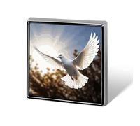 Custom White Dove Flying in The Sun Lapel Pin Aluminum Alloy Button Badge Personalized Exquisite Brooch Classic Mini Pin 0.7" X 0.7" Inch for Backpacks Hat Suit Jacket Clothing Decoration