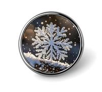 Custom White Snowflakes Lapel Pin Aluminum Alloy Button Badge Personalized Exquisite Brooch Classic Pin 1 Inch for Backpacks Hat Suit Jacket Clothing Decoration