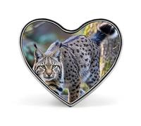 Custom Wild Bobcat Lapel Pin Aluminum Alloy Button Badge Personalized Heart Exquisite Brooch Classic Mini Pin for Backpacks Hat Suit Jacket Decoration