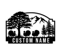 Custom Wild Turkey Farmhouse Metal Sign,Personalized Turkey Farm Name Sign,Farm Front Door Wall Hanging Sign, Thanksgiving Decor, Custom Metal Turkey Garden Stake (Style-3)