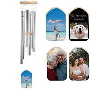 Custom Wind Chimes Personalized Photo Text Wind Chimes Memorial Wind Bell for Loss of Loved One, Gift for Mother Dad Mom Dog Pet Wedding New Home