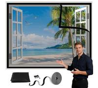 Custom Window Screen Mesh 100x175cm Black DIY Full Frame Adhesive Tape,Fine Fiberglass Netting,Washable for House Windows