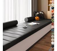 Custom Window Seat Cushions Indoor, Waterproof PU Faux Leather Bay Window Seat Cushion,Custom Size Bench Cushion, Non Slip Bottom,Bench Cushions For Indoor Furniture,Piano Bench,Kitchen, Windowsill
