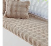 Custom Window Seat Sill Cushion Fluffy Plush Faux Rabbit Fur Thick Fleece Customized Bay Window Seating Bench Foam Cushion for Indoor Furniture, Reading Nook, Mudroom, Non Slip Bottom, Won't Shed Hair