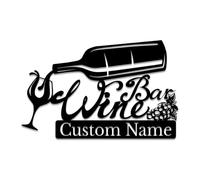 Custom Wine Bar Metal Wall Art, Personalized Wine Bar Name Sign, Home Decor Wine Shop Patio Decoration Man Cave Christmas,Housewarming Gifts, 10-30inch (Style-4)