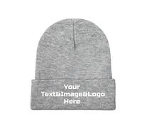 Custom Winter Hat Beanie for Men & Women Slouch Gray Beanie Your Text&Image&Logo Here Personalized Knit Hat