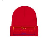 Custom Winter Hat Beanie for Men & Women Slouch Red Beanie Your Text&Image&Logo Here Warm Beanie Cap