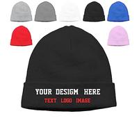 Custom Winter Hat Beanie Personalized Add Your Text Hedging Cap Skull Cap Knitted Hat Slouchy Knit Cuffed Hat Unisex