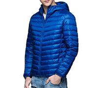 Custom Winter Plus Cotton Thick Down Jacket Loose Fashion Bright Face Hooded Jacket for Men Coat Full Own Mad, Blue- 3, M
