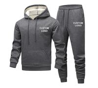 Custom Winter Thickened Hoodie Sweatshirt and Sweatpants, Men's Fleece-Lined Pullover Jacket Personalized Text/Image/Logo Tracksuit Set Color3,XL