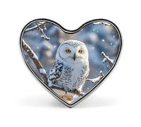 Custom Winter White Owl Lapel Pin Aluminum Alloy Button Badge Personalized Heart Exquisite Brooch Classic Mini Pin for Backpacks Hat Suit Jacket Decoration