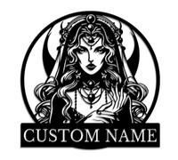 Custom Witch And Owl Metal Wall Art ,Custom Witch Metal Wall Art,Personalized Moon Witch Riding Broom Name Sign, Enchanting Witch Design, Unique Wall Decor for Halloween, Fantasy Lovers (Witch-O)