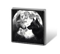 Custom Wolves Under The Moon Lapel Pin Aluminum Alloy Button Badge Personalized Exquisite Brooch Classic Pin 0.7" X 0.7" Inch for Backpacks Hat Suit Jacket Clothing Decoration