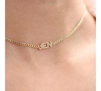 Custom Women Name Choker Personalized Necklace Cubic Zirconia 6mm Letters Pendant Jewelry Ladies for Anniversary