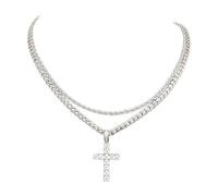 Custom Women Necklace 2024 Hip Hop Chain Necklace & Pendant Necklace Birthday for Stainless Matching Necklace Jewelry Back to School Accessories Fall Outfits Long Dangle Necklace (Silver, One Size)