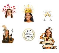 Custom Women's Birthday Temp Tattoos - Personalised Face Tattoos • Party Favour with Any Name & Photo • Funny Fake Tattoo Sheets • Fast 1 day Printing & Worldwide Delivery
