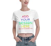Custom Women's Cropped Tee Add Your Design Photo Logo Text Short Sleeve Crop T-Shirt S-XL White