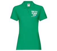Custom Womens Polo Shirt Printed Any Text Image Photo Custom Logo Company Business Ladies Fit Work Uniform Workwear Top, XXL, Kelly Green