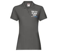 Custom Womens Polo Shirt Printed Any Text Image Photo Custom Logo Company Business Ladies Fit Work Uniform Workwear Top, XXL, Light Graphite
