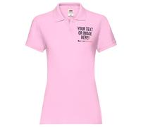 Custom Womens Polo Shirt Printed Any Text Image Photo Custom Logo Company Business Ladies Fit Work Uniform Workwear Top, L, Light Pink