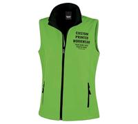 Custom Womens Work Bodywarmer for Her | Personalised Printed Ladies Fit Soft Shell Gilet with Company Logo | Staff Uniform or Outdoor Layer | Add Your Business Logo or Text, S, Green