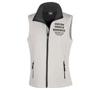 Custom Womens Work Bodywarmer for Her | Personalised Printed Ladies Fit Soft Shell Gilet with Company Logo | Staff Uniform or Outdoor Layer | Add Your Business Logo or Text, L, White