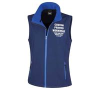 Custom Womens Work Bodywarmer for Her | Personalised Printed Ladies Fit Soft Shell Gilet with Company Logo | Staff Uniform or Outdoor Layer | Add Your Business Logo or Text, M, Navy/Royal