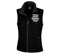 Custom Womens Work Bodywarmer for Her | Personalised Printed Ladies Fit Soft Shell Gilet with Company Logo | Staff Uniform or Outdoor Layer | Add Your Business Logo or Text, L, Black