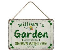 Custom Wood Garden Signs with Name,Personalized Vintage Garden Sign Outdoor Decorative Plaque for Wall Decor Customized Home Garden Ideas Gifts for Yard, Backyard, Patio, Farmhouse