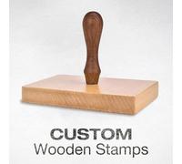 Custom Wood Stamps - Personalised Wooden Rubber Stamp with Handle - Custom Name or Logo Stamp for Packaging, Cards, Small Business Branding - Rectangle，Square or Round (Rectangle)