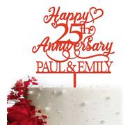 Custom Wooden Anniversary Cake Topper - Personalized 1st 5th 10th 15th 20th 25th 30th 40th 50th 60th Wedding Anniversary Decoration - Ideal for Couples Wife Husband