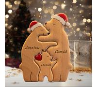 Custom Wooden Bear Puzzle - Personalised Engraved Family Name Gift for 2-8 Last Names | Mother's Day, Father's Day, Christmas & Housewarming Present (Style 4)