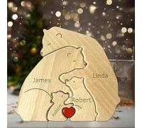 Custom Wooden Bear Puzzle - Personalised Engraved Family Name Gift for 2-8 Last Names | Mother's Day, Father's Day, Christmas & Housewarming Present (Style 1)