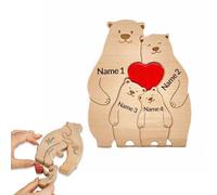Custom Wooden Bear Puzzle with Family Names Personalized Family Member Puzzles Customized Presents for Mom Dad Grandparents for Housewarming Home Decor 4 Smiling Bears