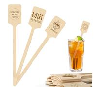 Custom Wooden Cocktail Stirrers,50-500 Pieces 7" Personalised Swizzle Sticks for Cocktails,Coffee,Drink,Beverage Mixer,Reusable Stir Sticks for Bar,Restaurant,Wedding Party Favor,Christmas (Rect)