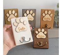 Custom Wooden Dog Leash Hanger,Personalised Dog Lead Holder, Pet Lover Gift, Handmade Wood Hook,Pet Decorative Signs & Plaques (5.5" x 3.5" (14 x 9cm))