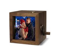 Custom Wooden Flip Box Album Frame, Hand Crank Light Christmas Gift for Boyfriend or Girlfriend