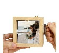 Custom Wooden Flipbook Memory Box with LED Glow, Hand-Crank Personalized Photo Gift for Friends, Lovers, Family for Holidays