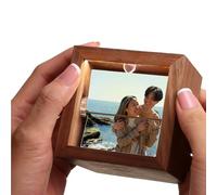 Custom Wooden Hand-Crank Photo Frame with LED Warm Light, Ideal Memory Gift for Friends, Lovers, Family on Christmas or Anniversaries