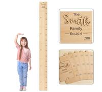 Custom Wooden Kids Height Chart with Name Date - Cute Wall Growth Measurement Ruler for Baby Boys & Girls, Nursery & Room Decor - Easy Install, Premium Wood