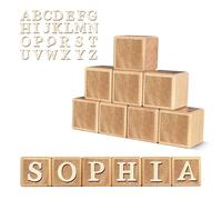 Custom Wooden Name Sign - 8-Letter Baby Blocks with 78 Wooden Alphabet Letters, Personalized Nursery Décor for Montessori, Baby Shower & Nursery Name Signs