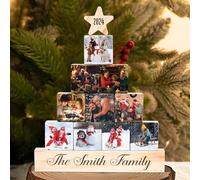 Custom Wooden Photo Blocks Collage -Handmade Rustic Stackable Wood Picture Block Set, Personalized FamilyGift