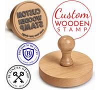 Custom Wooden Rubber Stamps Personalised Ink Stamp with Logo Text Address Name Customised for Business Branding Office Packaging DIY Craft-Round