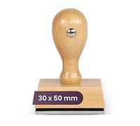 Custom Wooden Stamp - Personalised with Logo or Text, 7 Sizes (Round & Square) - Durable Rubber Stamp for Business, Office, Craft & Branding (30 x 50mm)